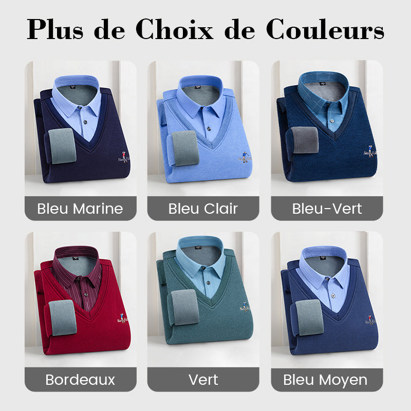 【🔥Offre spéciale】Haut Chaud Isolé en Polaire pour Hommes avec Col de Chemise
