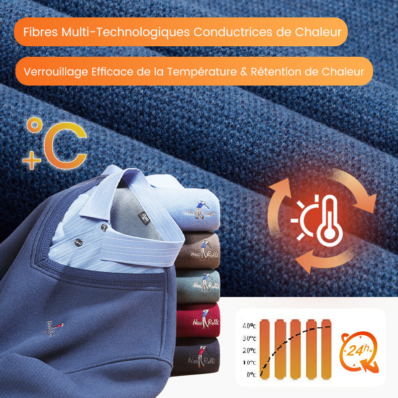 【🔥Offre spéciale】Haut Chaud Isolé en Polaire pour Hommes avec Col de Chemise