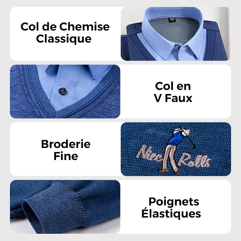 【🔥Offre spéciale】Haut Chaud Isolé en Polaire pour Hommes avec Col de Chemise