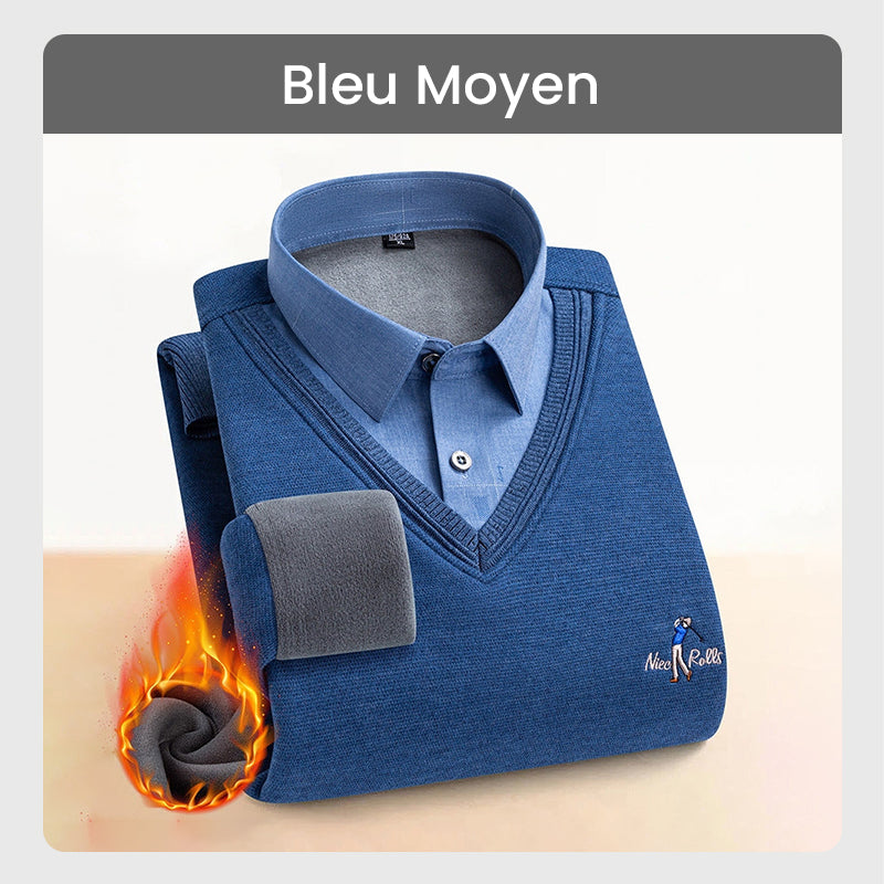 【🔥Offre spéciale】Haut Chaud Isolé en Polaire pour Hommes avec Col de Chemise