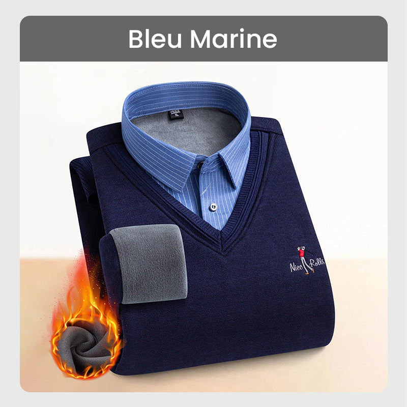 【🔥Offre spéciale】Haut Chaud Isolé en Polaire pour Hommes avec Col de Chemise