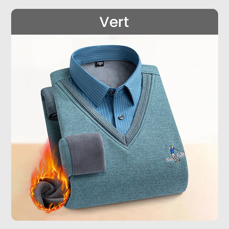 【🔥Offre spéciale】Haut Chaud Isolé en Polaire pour Hommes avec Col de Chemise